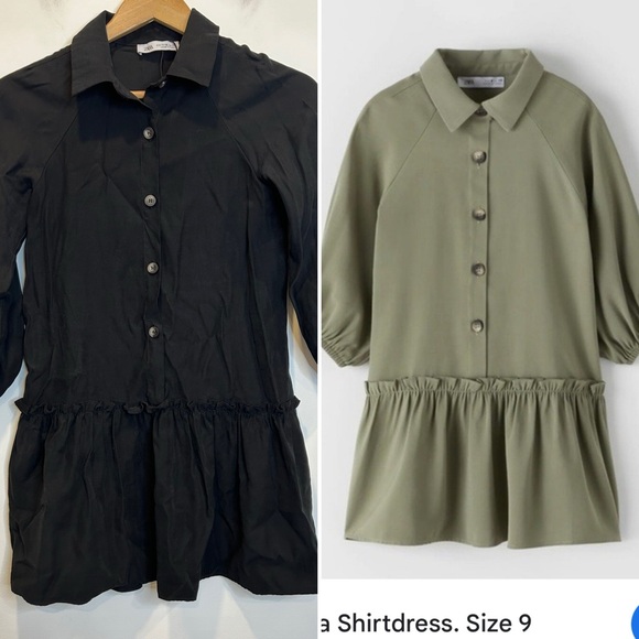Zara Girl’s Shirt Dress Black - Picture 1 of 8